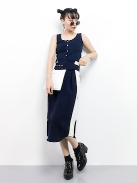 「UNE MANSION（ユヌマンション）のアイテム（タンクトップ）」を使った、COLLENTE(yuco)さん（レディース・168cm）の夏コーディネート