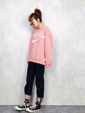 「アイラブCONVERSE」｜「アイテム（スウェット）」を使った、COLLENTE(yuco)さん（レディース・168cm）の冬コーディネート