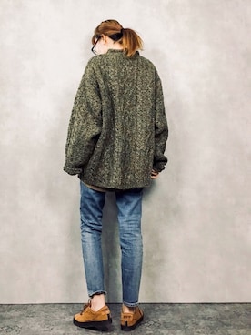 「ZOZO（ゾゾ）のスリムテーパードデニムパンツ［WOMEN］（デニムパンツ）」を使った、COLLENTE(yuco)さん（レディース・168cm）の冬コーディネート