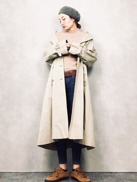 「バーバリー」｜「アイテム（ハンチング/ベレー帽）」を使った、COLLENTE(yuco)さん（レディース・168cm）の冬コーディネート