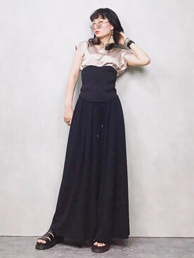 「LUCA（ルカ）のアイテム（パンツ）」を使った、COLLENTE(yuco)さん（レディース・168cm）の春コーディネート