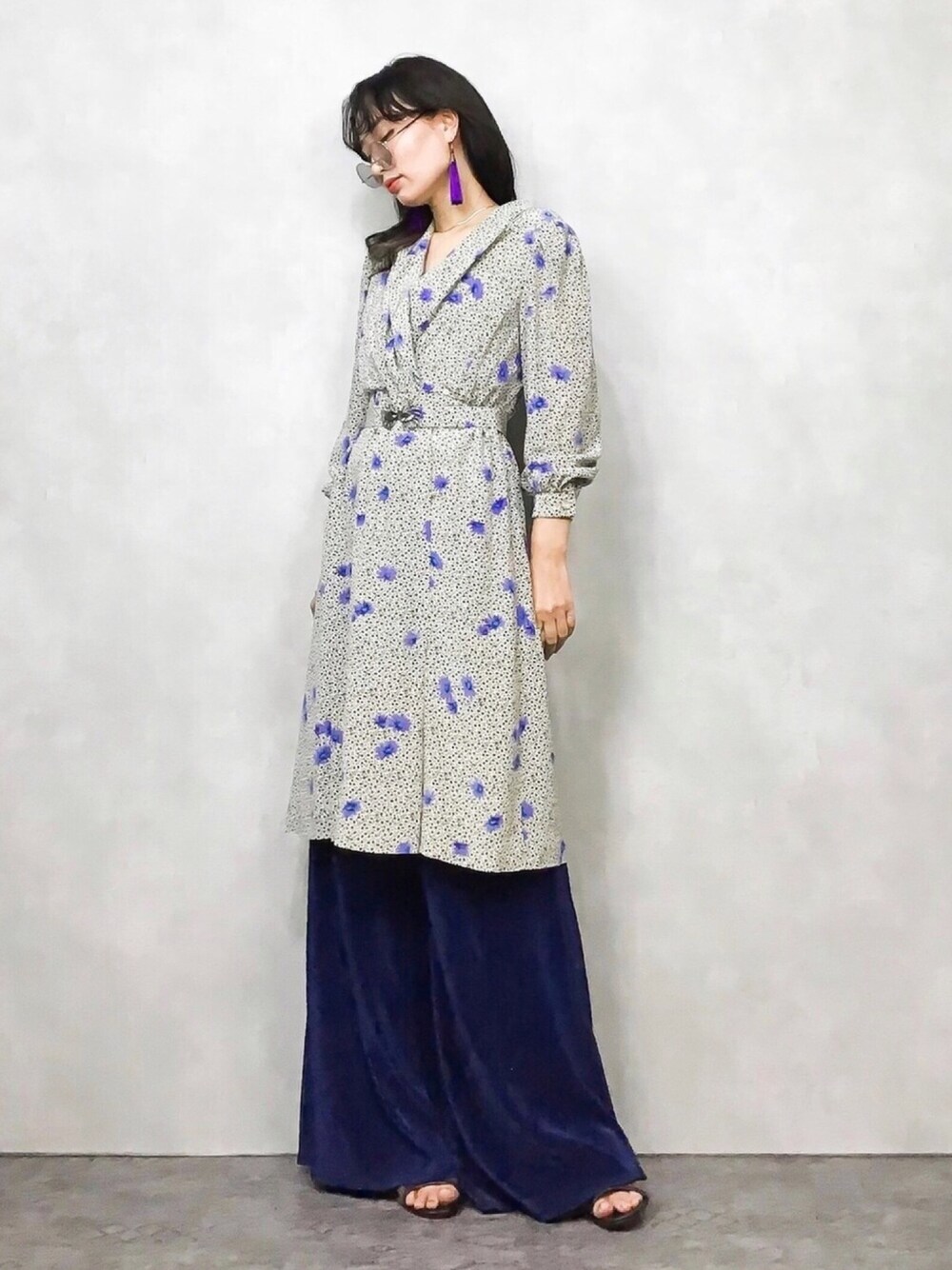 COLLENTE(yuco)さんの「couture FUKAYA blue flower one piece-384-7（USED）」を使ったコーディネート
