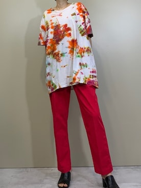 「コレンテ」｜「アイテム（Tシャツ/カットソー）」を使った、COLLENTE(yuco)さん（レディース・168cm）の夏コーディネート