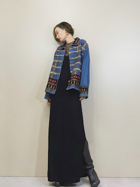 「古着屋コレンテ」｜「アイテム（デニムジャケット）」を使った、COLLENTE(yuco)さん（レディース・168cm）の秋コーディネート