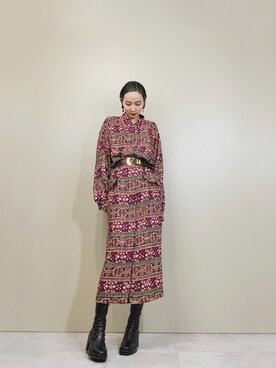 「古着屋コレンテ」｜「アイテム（ワンピース/ドレス）」を使った、COLLENTE(yuco)さん（レディース・168cm）の秋コーディネート