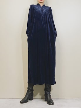 「古着屋コレンテ」｜「アイテム（ワンピース/ドレス）」を使った、COLLENTE(yuco)さん（レディース・168cm）の秋コーディネート