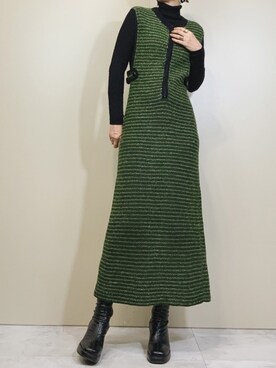 「古着屋コレンテ」｜「アイテム（ワンピース/ドレス）」を使った、COLLENTE(yuco)さん（レディース・169cm）の秋コーディネート