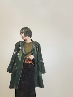 「古着屋コレンテ」｜「アイテム（ジャケット/アウター）」を使った、COLLENTE(yuco)さん（レディース・169cm）の冬コーディネート