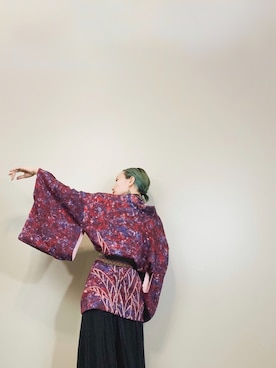 「着物コーデ」｜「アイテム（ジャケット/アウター）」を使った、COLLENTE(yuco)さん（レディース・169cm）の春コーディネート