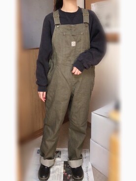 「ドレスシューズ」｜「アイテム（オールインワン・サロペット）」を使った、あれきさんさん（レディース・155cm）の冬コーディネート