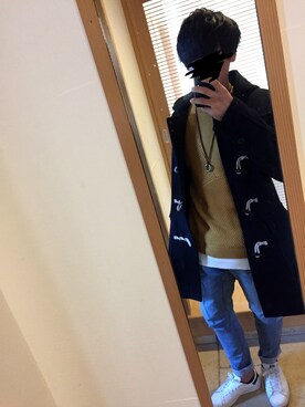 「ロールアップ」｜「アイテム（ダッフルコート）」を使った、アカウント移行さん（メンズ・177cm）の春コーディネート