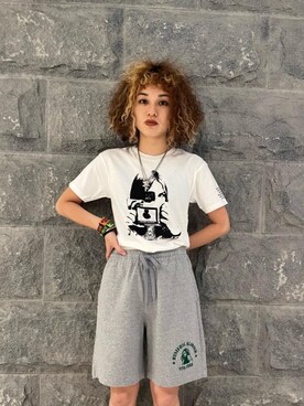「アイテム（バングル/リストバンド、オレンジ系）」を使った、はなほさん（レディース・160cm）の夏コーディネート