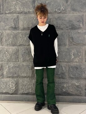 「ﾋﾞｯｸﾞｼﾙｴｯﾄ」｜「アイテム（パンツ）」を使った、はなほさん（レディース・160cm）の秋コーディネート