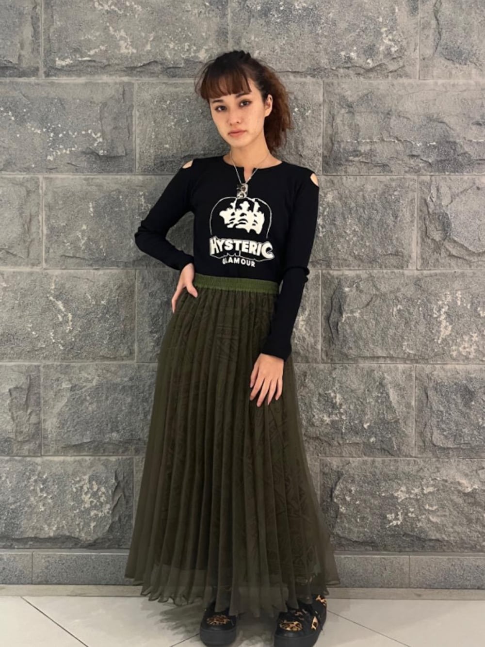 ヒス DIZZY＆MILKY柄 プリーツロングスカート VIXEN GIRL 黒 DIZZY＆MILKY柄 プリーツロングスカートを使った人気