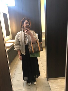 「CELINE」｜「アイテム（MA-1）」を使った、ややさん（レディース・153cm）の春コーディネート