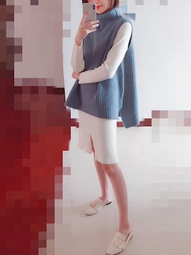 「blue」｜「アイテム（ローファー）」を使った、Giannallさん（レディース・166cm）の秋コーディネート