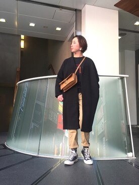 「uncut bound」｜「アイテム（ステンカラーコート）」を使った、mayonseさん（レディース・161cm）の冬コーディネート