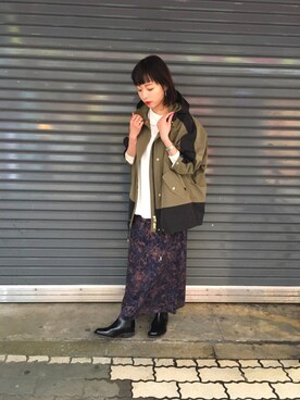 「WOOLRICH（ウールリッチ）のアイテム（ジャケット/アウター）」を使った、mayonseさん（レディース・160cm）の春コーディネート