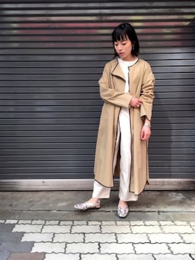「johnbull」｜「アイテム（ステンカラーコート）」を使った、mayonseさん（レディース・160cm）の春コーディネート