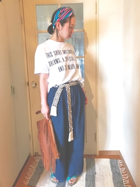 「チロリアンテープ」｜なるラムさん（レディース・160cm）の夏コーディネート
