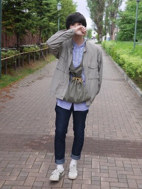 「スキニー」｜「アイテム（ノーカラージャケット）」を使った、ねてるさん（メンズ・176cm）の春コーディネート