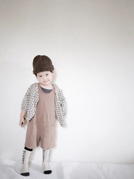 「秋のブラウンスタイル」｜「アイテム（サロペット/オーバーオール）」を使った、s*さん（キッズ・90cm）の秋コーディネート