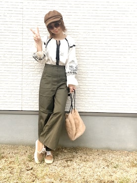 「カーキパンツ」｜masa-miさん（レディース・152cm）の秋コーディネート