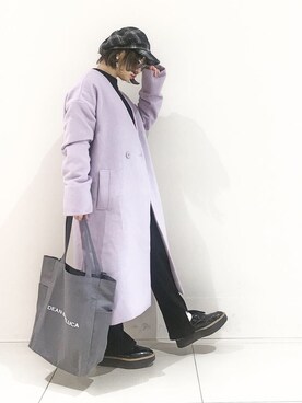「カラーコート」｜「アイテム（帽子）」を使った、masa-miさん（レディース・153cm）の冬コーディネート