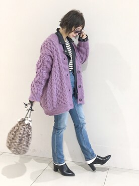 「ケーブルカーディガン」｜「アイテム（ジャケット/アウター）」を使った、masa-miさん（レディース・153cm）の冬コーディネート