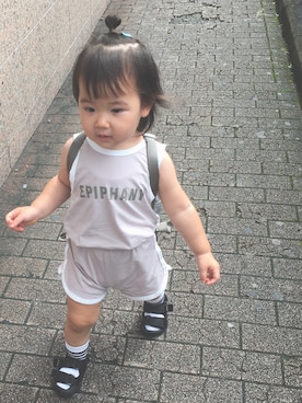 「Birthday（バースデイ）のアイテム（サンダル、ブラック系）」を使った、hioriさん（キッズ）の夏コーディネート