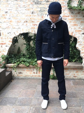 「URBAN RESEARCH（アーバンリサーチ）のアイテム（ニットキャップ/ビーニー）」を使った、iyatomiさん（メンズ・178cm）の冬コーディネート