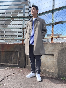 「URBAN RESEARCH（アーバンリサーチ）のアイテム（ステンカラーコート）」を使った、iyatomiさん（メンズ・178cm）の冬コーディネート