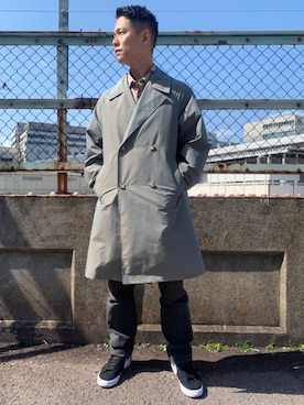 「URBAN RESEARCH（アーバンリサーチ）のアイテム（ステンカラーコート）」を使った、iyatomiさん（メンズ・178cm）の春コーディネート