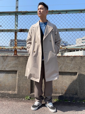 「URBAN RESEARCH（アーバンリサーチ）のアイテム（ステンカラーコート）」を使った、iyatomiさん（メンズ・178cm）の春コーディネート
