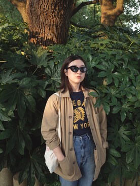 「休闲」｜「アイテム（ブルゾン）」を使った、FINGERSさん（レディース・160cm）の秋コーディネート