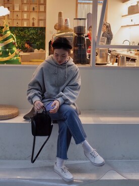 「休闲」｜「アイテム（スタジャン）」を使った、FINGERSさん（レディース・160cm）の冬コーディネート
