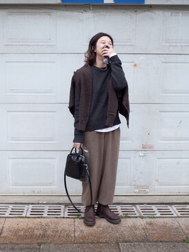 「盐系风格」｜「アイテム（ブーツ）」を使った、FINGERSさん（レディース・160cm）の冬コーディネート