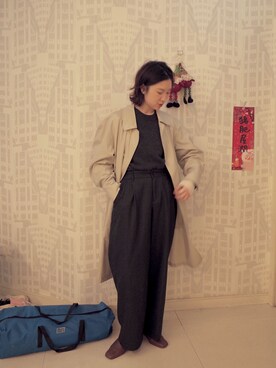 「通勤穿搭」｜「アイテム（トレンチコート）」を使った、FINGERSさん（レディース・160cm）の冬コーディネート