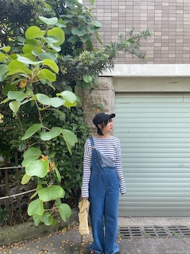 「休闲」｜「アイテム（サロペット/オーバーオール）」を使った、FINGERSさん（レディース・160cm）の春コーディネート