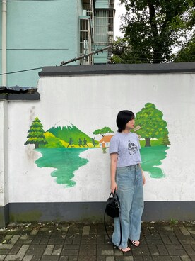 「休闲」｜「アイテム（サンダル）」を使った、FINGERSさん（レディース・160cm）の夏コーディネート