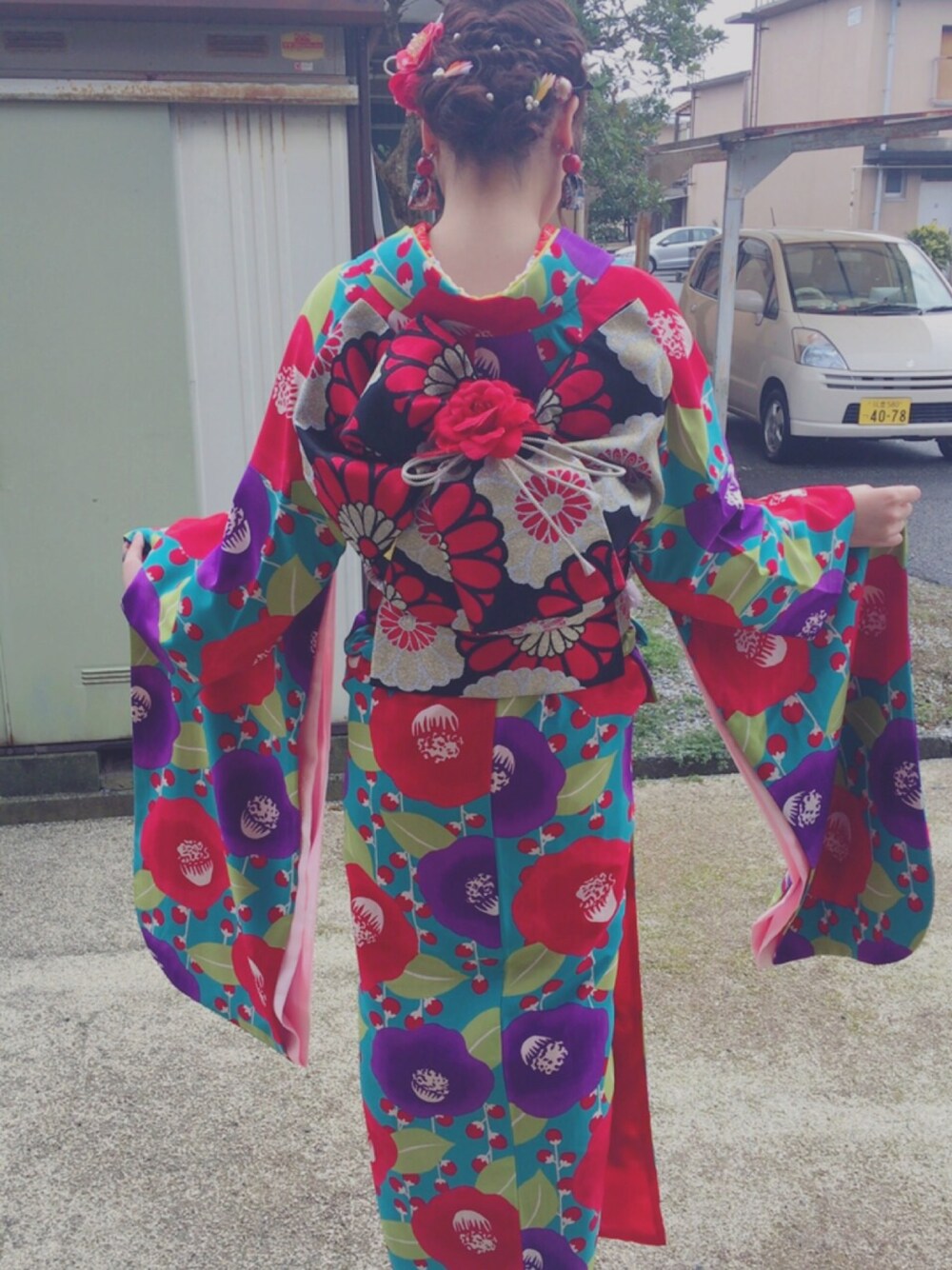 「振袖、成人式、レトロ、かんざし」｜「kimonoのアイテム（浴衣、その他）」を使った、ㅁㅅㅌ さん（レディース・170cm）の冬コーディネートの1枚目の写真