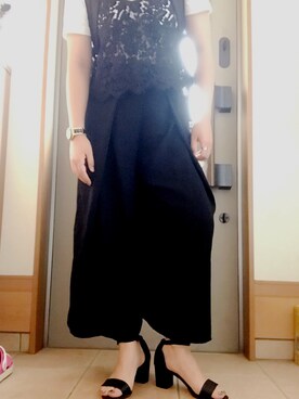 「GU（ジーユー）のアイテム（トップス、ブラック系）」を使った、ビョンさん（レディース・156cm）の夏コーディネート