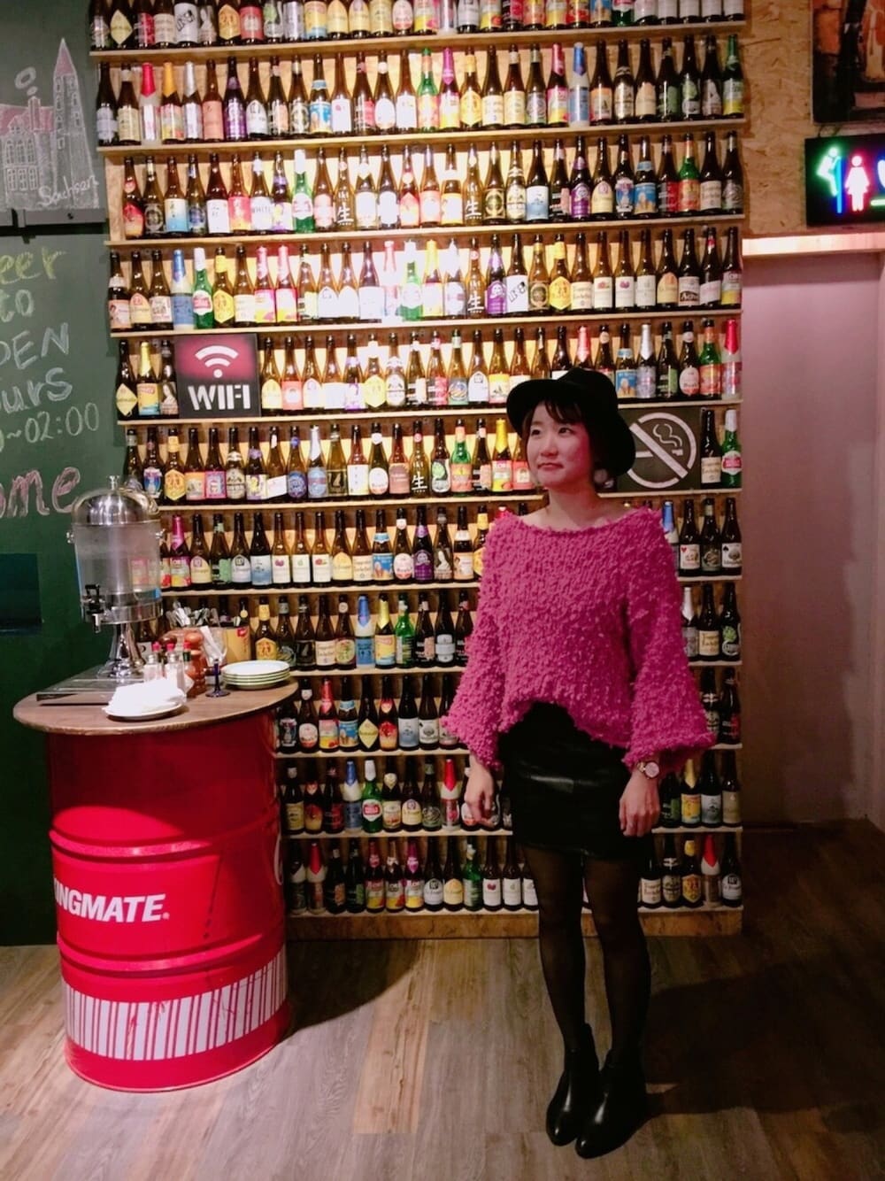 「ootd、outfit、hat、PAZZO」｜「PAZZOのアイテム（スカート、ブラック系）」を使った、Mina Huangさん（レディース・160cm）の冬コーディネートの1枚目の写真