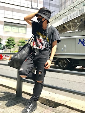 「REPRESENT（リプレゼント）のアイテム」を使った、Sさん（メンズ・160cm）の夏コーディネート