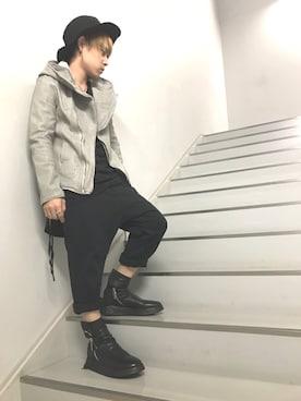 「新作」｜「アイテム（ライダースジャケット）」を使った、Sさん（メンズ・160cm）の秋コーディネート