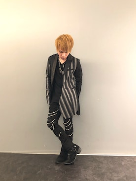 「KMRii（ケムリ）のアイテム（Tシャツ/カットソー）」を使った、Sさん（メンズ・160cm）の夏コーディネート