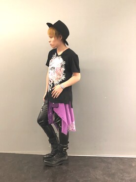「KMRii（ケムリ）のアイテム（Tシャツ/カットソー）」を使った、Sさん（メンズ・160cm）の夏コーディネート