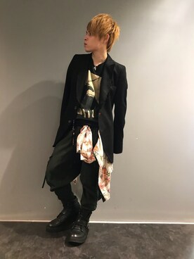 「ROYAL FLASH（ロイヤルフラッシュ）のアイテム（ブーツ）」を使った、Sさん（メンズ・160cm）の春コーディネート