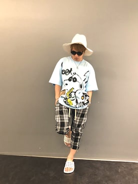 「ペイント」｜「アイテム（帽子）」を使った、Sさん（メンズ・160cm）の夏コーディネート