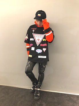 「ROYAL FLASH（ロイヤルフラッシュ）のアイテム（キャップ）」を使った、Sさん（メンズ・160cm）の秋コーディネート